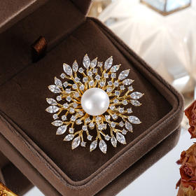 子佩集【浮光咏序】珍珠惜王妃胸针【XXXZ237】11mm珠镀金雪花2601
