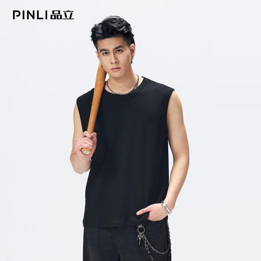 PINLI品立2026夏季新款宽松圆领无袖T恤打底衫运动健身汗背心男士GD262114048 商品图2