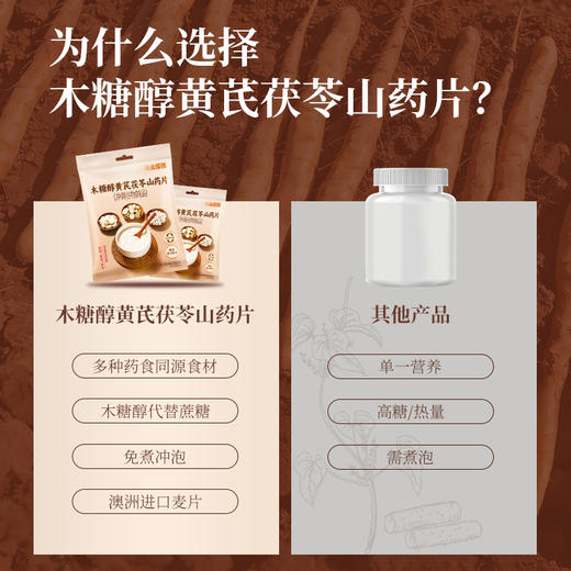 【超值2袋装】黄金搭档 木糖醇黄芪茯苓山药片 科学配比 免熬煮 300g*2袋 商品图3