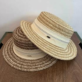 雀说法式复古平顶草帽女春夏海边度假沙滩帽防晒遮阳网红大檐麦秆礼帽ALWJSWH-871914