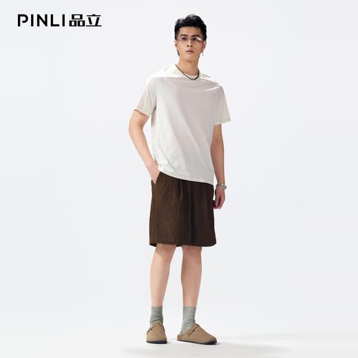 PINLI品立2026夏季新款男士连肩袖圆领短袖T恤上衣潮GD262111038 商品图1