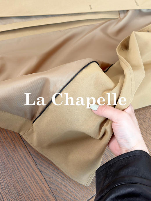 专柜实拍【轻奢英伦风！】拉夏贝尔/La Chapelle挺括有型气质翻领双排扣中长款通勤风廓形腰带风衣女 商品图9