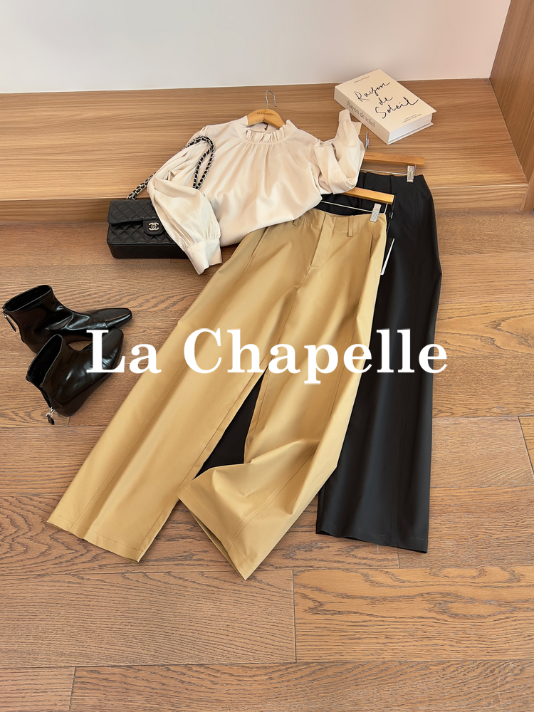 专柜实拍【极简通勤】拉夏贝尔/La Chapelle好穿不易皱！高腰显瘦百搭休闲裤遮胯显瘦长裤
