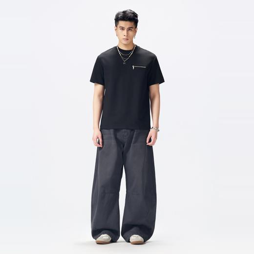 PINLI品立2026夏季新款男士纯色百搭圆领落肩短袖T恤上衣体恤潮牌GD262111049 商品图4