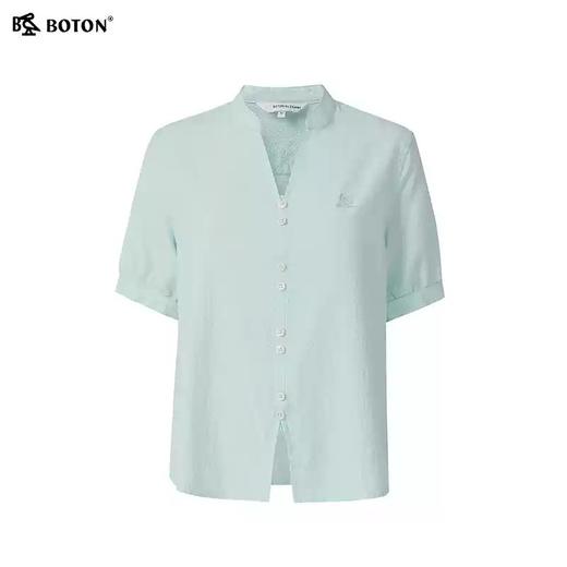 波顿夏女士夏日清爽小 V 领衬衫 纯色肌理感泡泡袖上衣LS057225 商品图5