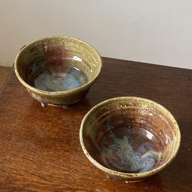 【苏州】日本中古粗陶手作器皿 大泪釉带签章 X1521