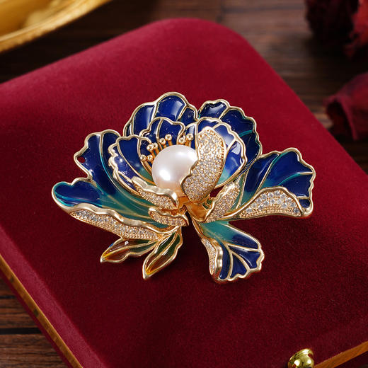 子佩集【倾国芳华】珍珠惜王妃胸针【ZXXZ005】10mm珠镀金牡丹三色2601 商品图4