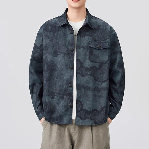 红览 美式扎染衬衫男新款高街痞帅长袖衬衫65493 商品图3