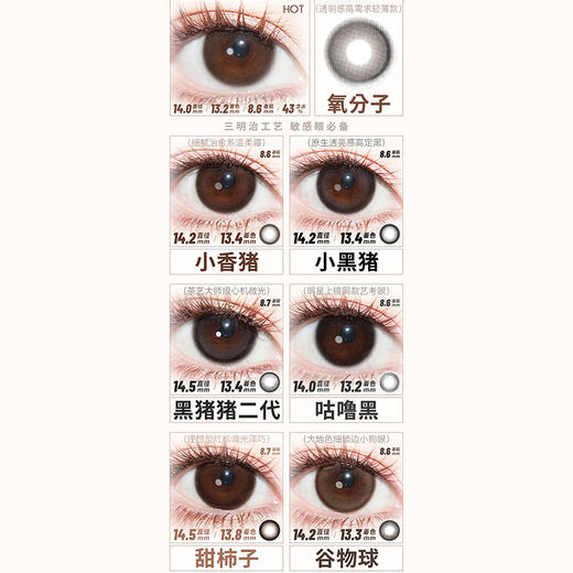 【活动】LASEECON日抛 新品  热巧肉包/黑糖肉包/水光因子/氧分子/小香猪/小黑猪/黑猪猪二代/咕噜黑/甜柿子/谷物球 自然日常通勤 清透妈生瞳推荐 商品图2