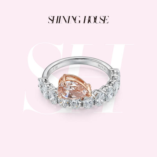 ShiningHouse[培育] 粉钻系列 18k金钻石戒指 水滴形1克拉钻人工真钻人造钻石K金戒指时尚钻石戒指卓越匠心奢耀臻献【此商品不支持7天无理由退货退款】预计3日发货 商品图0