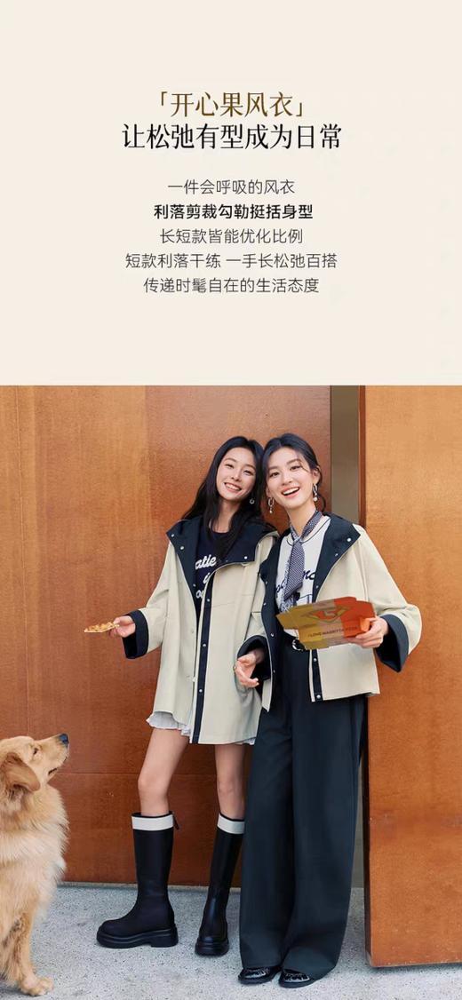 开心果风衣撞色连帽风衣春秋休闲工装一手长外套 商品图10