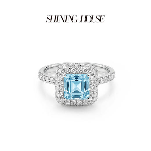 ShiningHouse[培育] 彩钻系列 18k金钻石戒指 蓝钻公主方形1克拉钻人工真钻人造钻石K金戒指时尚钻石戒指卓越匠心奢耀臻献【此商品不支持7天无理由退货退款】 商品图2