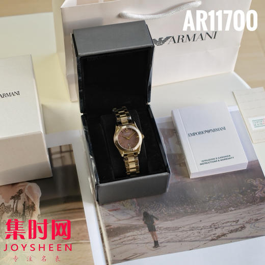 原单阿玛尼AR11700 女士复古钢带石英腕表 | 深邃太阳纹 × 日记窗设计 —— 复古优雅，时光低语 商品图4