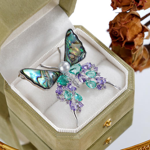 子佩集【碧海灵蝶】珍珠惜王妃胸针【XXXZ232】6mm双色珠螺钿蝴蝶2601 商品图0
