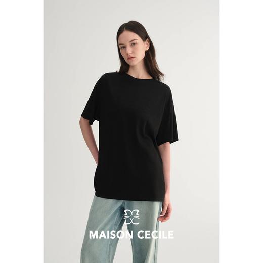 MC三色|基础好穿雪花棉肌理感宽松舒适慵懒落肩T恤MAISON CECILE 商品图3