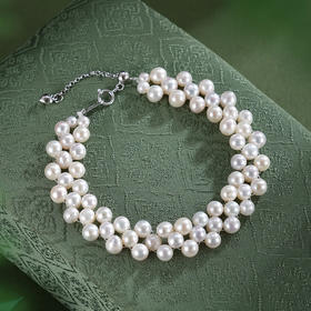 子佩集【月魄珠华】银S925珍珠惜王妃手链【SPB1950001】5mm珠三排珠2601