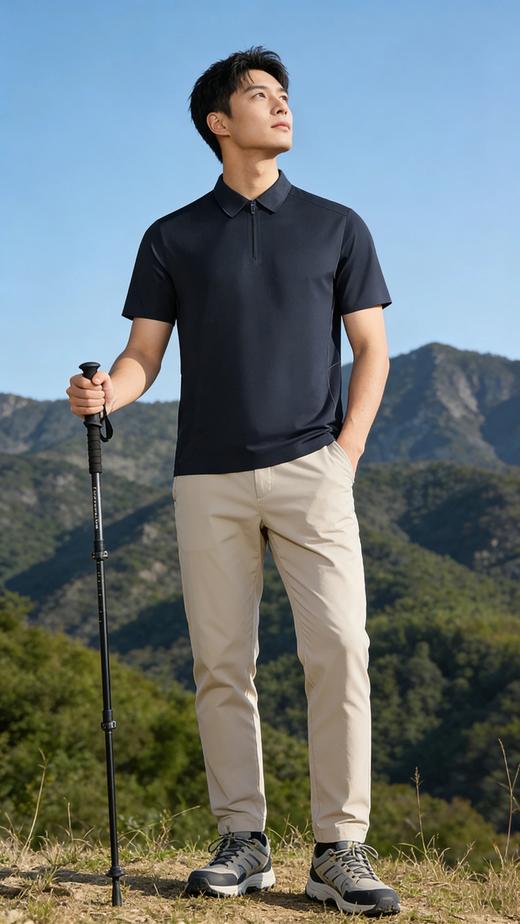 【透气凉感 云感裸肤 10A抑菌】单导半开拉链防晒驱蚊山茶香POLO衫T恤（B57-2608） 商品图0