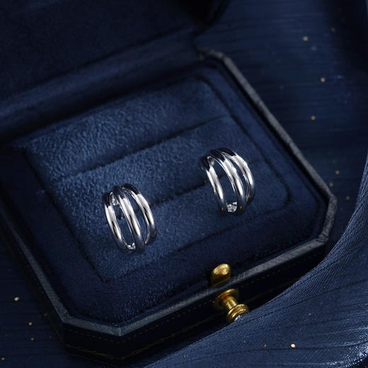 子佩集【清浅时光】银S925耳钉【FYE-0312】时尚扣环圆圈半环2601 商品图0