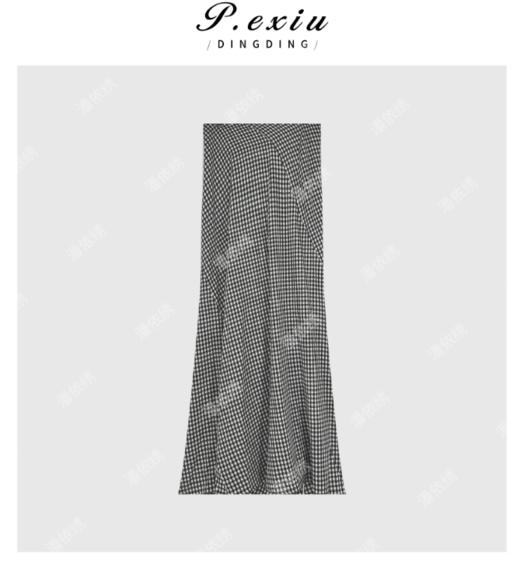 03-4潘依绣丁丁宠粉夏季新款不规则设计感绑腰格子半身长裙Z8051 商品图0