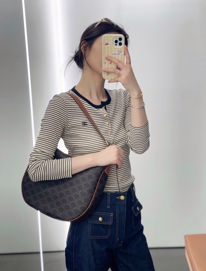 ZLF179网红款刺绣条纹上衣