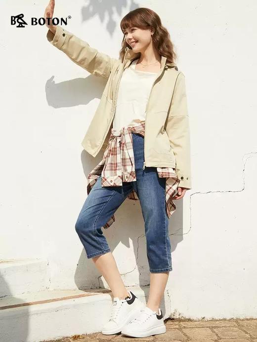 [桑蚕丝]波顿夏季女士七分牛仔裤直筒高腰弹力修身牛仔裤LF663225 商品图2