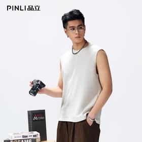 PINLI品立2026夏季新款宽松圆领无袖T恤打底衫运动健身汗背心男士GD262114048