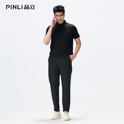 PINLI品立2026夏季新款青年纯色纽扣领短袖上衣POLO衫体恤潮牌男GD262112051 商品图1