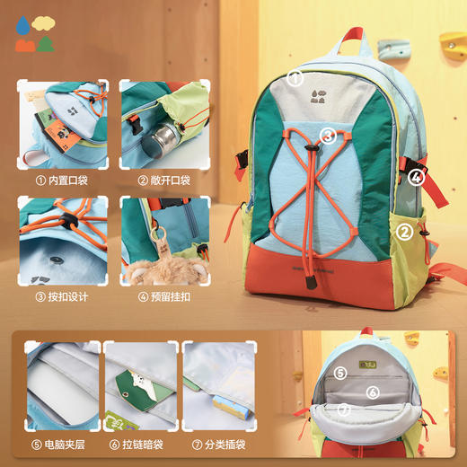 【山系双肩背包】森林棠休闲户外通勤轻便大容量耐磨撞色书包双肩包24061528 商品图3