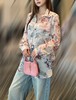 女款印花薄纱长袖衬衣zh010 商品缩略图3