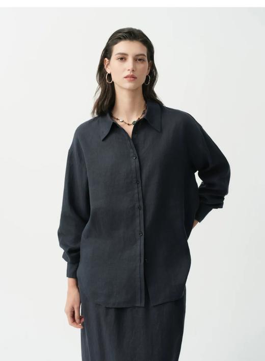 F032372轻盈挺括舒爽有型静奢老钱风双门襟设计亚麻衬衫 商品图12