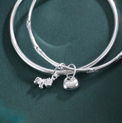 子佩集【福马聚宝】银S9999手镯【TC0522515】福袋小马竹节两个圈2601 商品图2