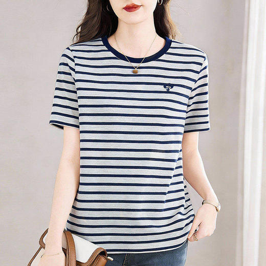 条纹短袖t恤女2026新款夏爆款高端洋气女装休闲减龄上衣半袖体恤 商品图4
