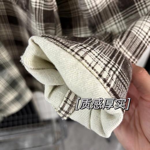 F032352棉麻混纺休闲胸前大口袋工装长袖格子衬衫外套 商品图11