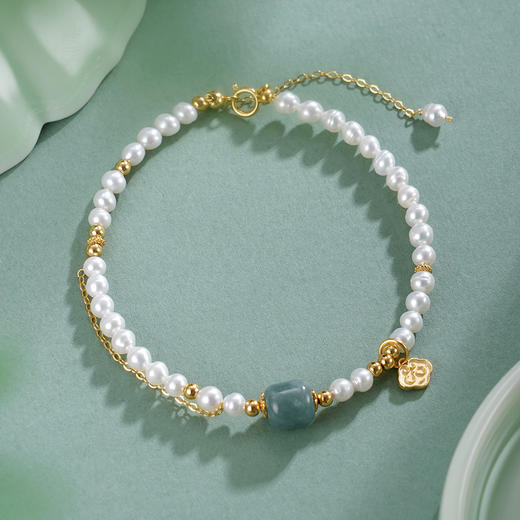 子佩集【如意珠华】银S925珍珠惜王妃手链【SGB0950004】3.7mm珠镀金2601 商品图0