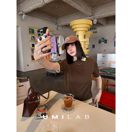 UMILAB｜欧若拉*绝美配色 巴素兰精纺羊毛+醋酸 假两件中袖针织衫M912V 商品图4