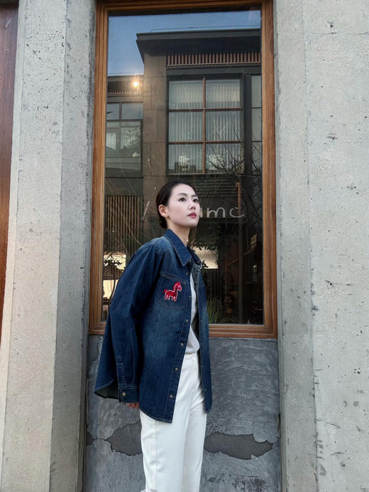 【马上红】噢蜜ooomeooo小马🐎刺绣牛仔外套 商品图1