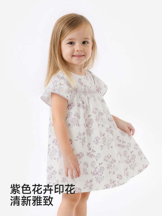英氏儿童裙子女童夏季短袖连衣裙纯棉碎花满印公主裙YRLCJ2S011A 商品图4