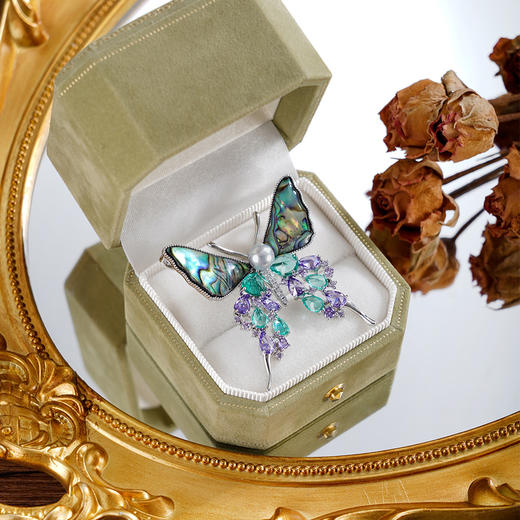 子佩集【碧海灵蝶】珍珠惜王妃胸针【XXXZ232】6mm双色珠螺钿蝴蝶2601 商品图1