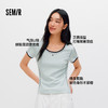 凉感T|商场同款森马短袖T恤女夏撞色U领正肩修身刺绣2026新款上衣 商品缩略图1