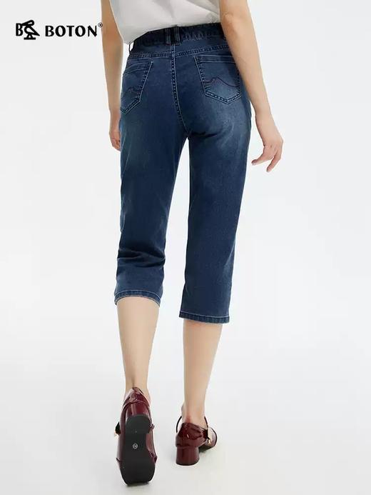 [桑蚕丝]波顿夏季女士七分牛仔裤直筒高腰弹力修身牛仔裤LF663225 商品图1
