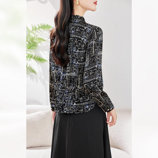 丁摩 重磅真丝收腰长袖衬衫女0563 商品图3