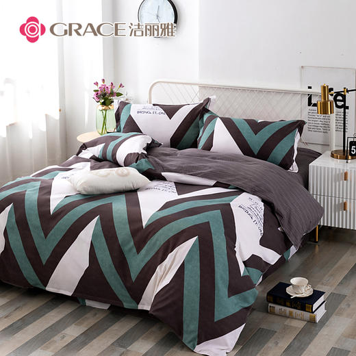 洁丽雅（Grace)巴黎之恋.亲肤磨毛四件套JLY25203 商品图1