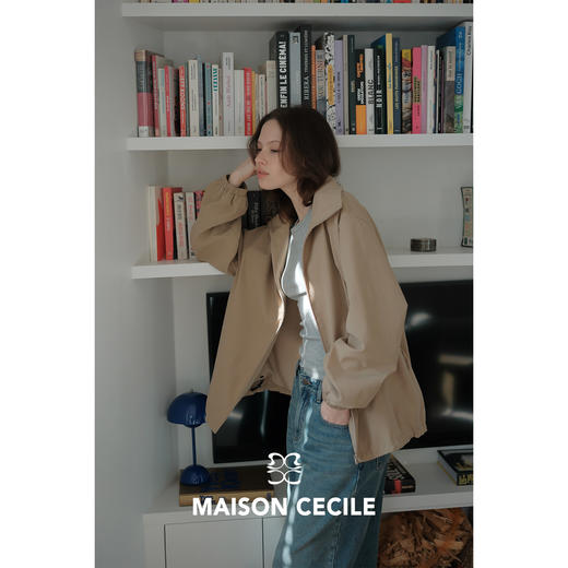 MC两色|山羊绒棉松弛感内里同色廓形翻领夹克外套MAISON CECILE 商品图1