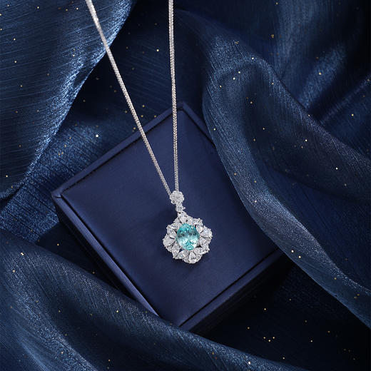 子佩集【福海清心】银S925套链【PYP2043-XF】项链培育宝石帕拉伊巴蓝碧玺2601 商品图1