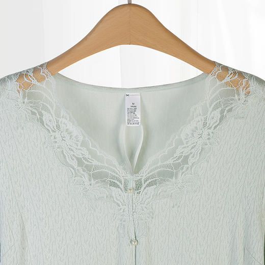 美奈川睡衣女家居服套装花边v领长袖套装 JJ28194 商品图3