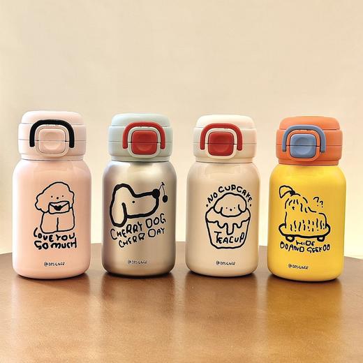 【高颜值吸管水杯】316不锈钢保温杯高颜值儿童双饮弹跳杯便携户外学生吸管水杯。ya 商品图1