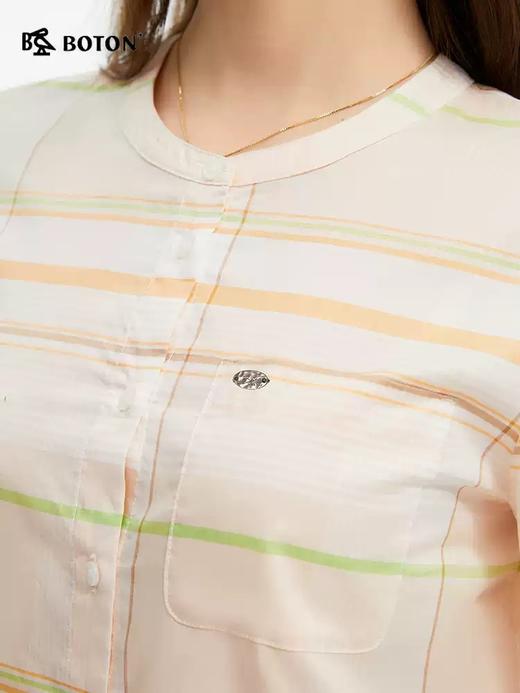 波顿夏季女士七分袖格子衬衫 软糯挺括百搭LS068225 商品图4