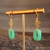 【天然正品】A货翡翠AU750黄金镶钻镶天然细腻糯种满绿镂空平安方扣造型翡翠耳坠040326NJT11 商品缩略图2
