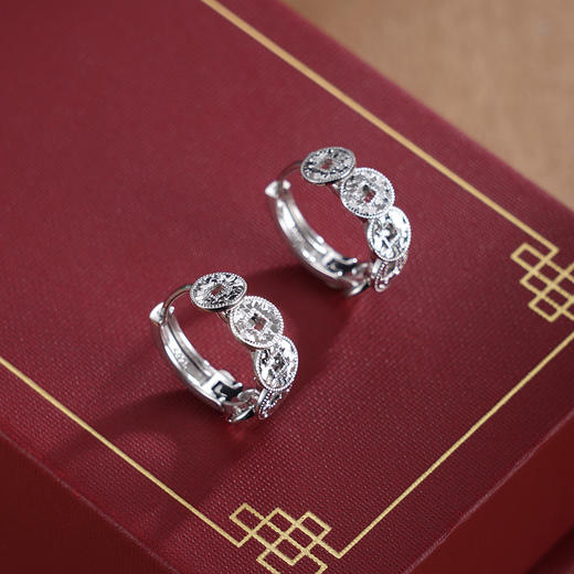 子佩集【五路财源】银S925耳环【FYE-1462100E】时尚五钱币扣环圆圈2601 商品图0