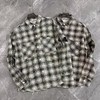 F032352棉麻混纺休闲胸前大口袋工装长袖格子衬衫外套 商品缩略图0